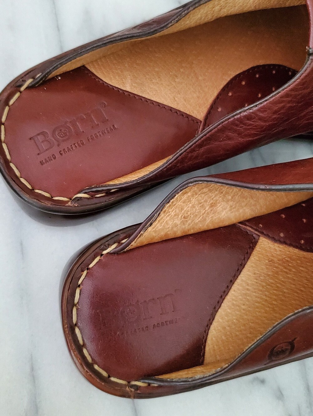 Vintage Y2K Born Oxblood Leather Square Toe Mule Clog Slides 7 - Picture 6 of 10
